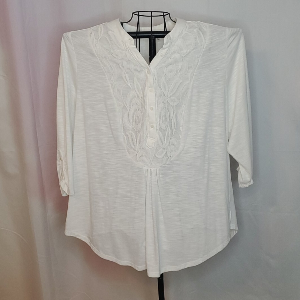 White button-up top